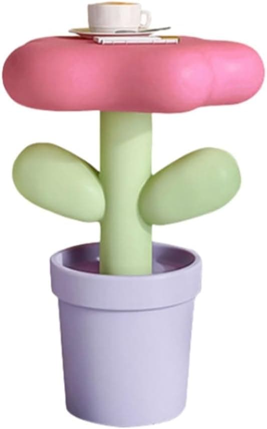 Creative Sofa Side Table, Cute Flower-Shaped Bedside Table/End Table, Resin Small Modern Coffee Tables, Funky Furniture Decor for Bedroom Living Room, Apartment, Office(Pink)