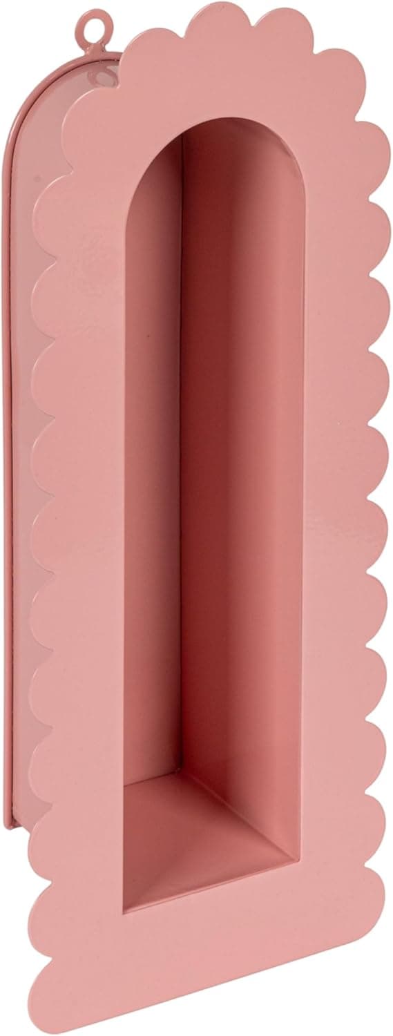 Creative Co-Op Metal Wall Shelf with Scalloped Edge, Pink