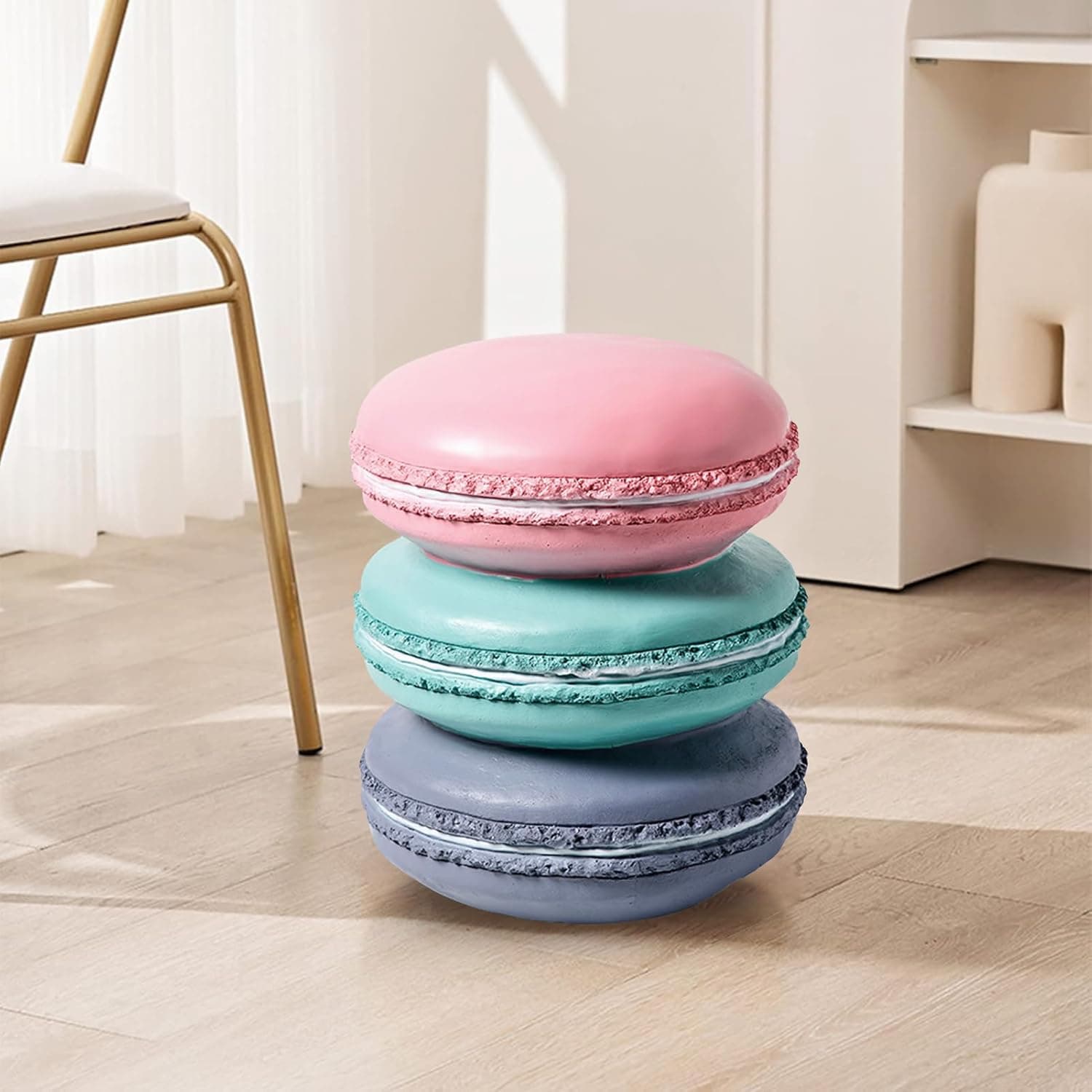 Simulated Food Stool, Soft Resin Retro Fun Ingenious Decorative Low Food Shoe Changing Stool for Hallway, Office, Lounge, Dorm Room (Sweetheart Cookie)