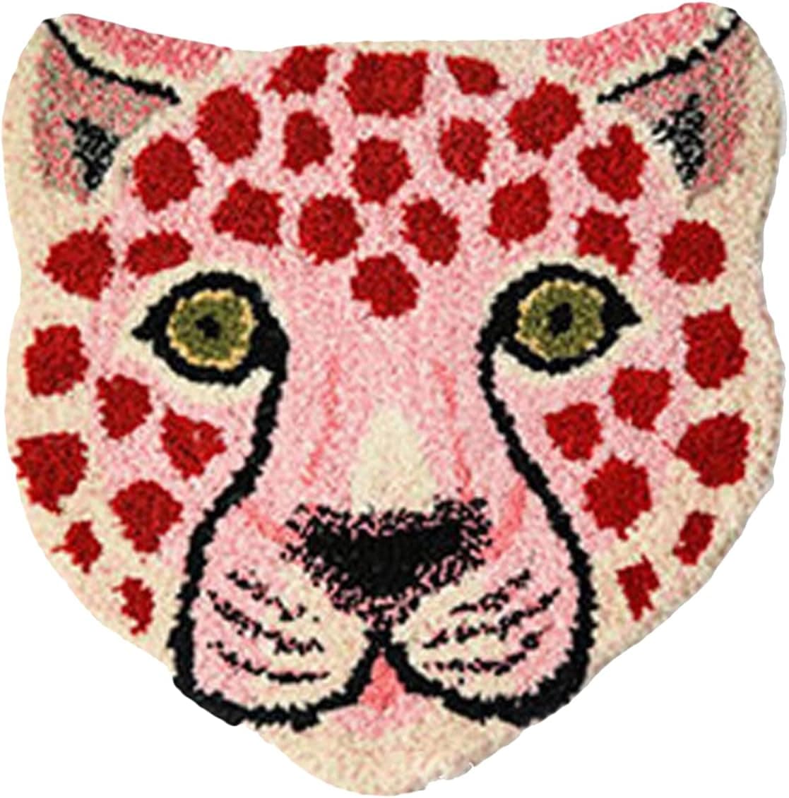 Soft Small Area Rugs, Tiger Shaped Rug Cute Cartoon Animals Lion/Panda Bath Mat Imitation Cashmere Non-Slip Absorbent Mats Carpet Door Use for Shower, Bedroom, Living Room, Pink Leopard