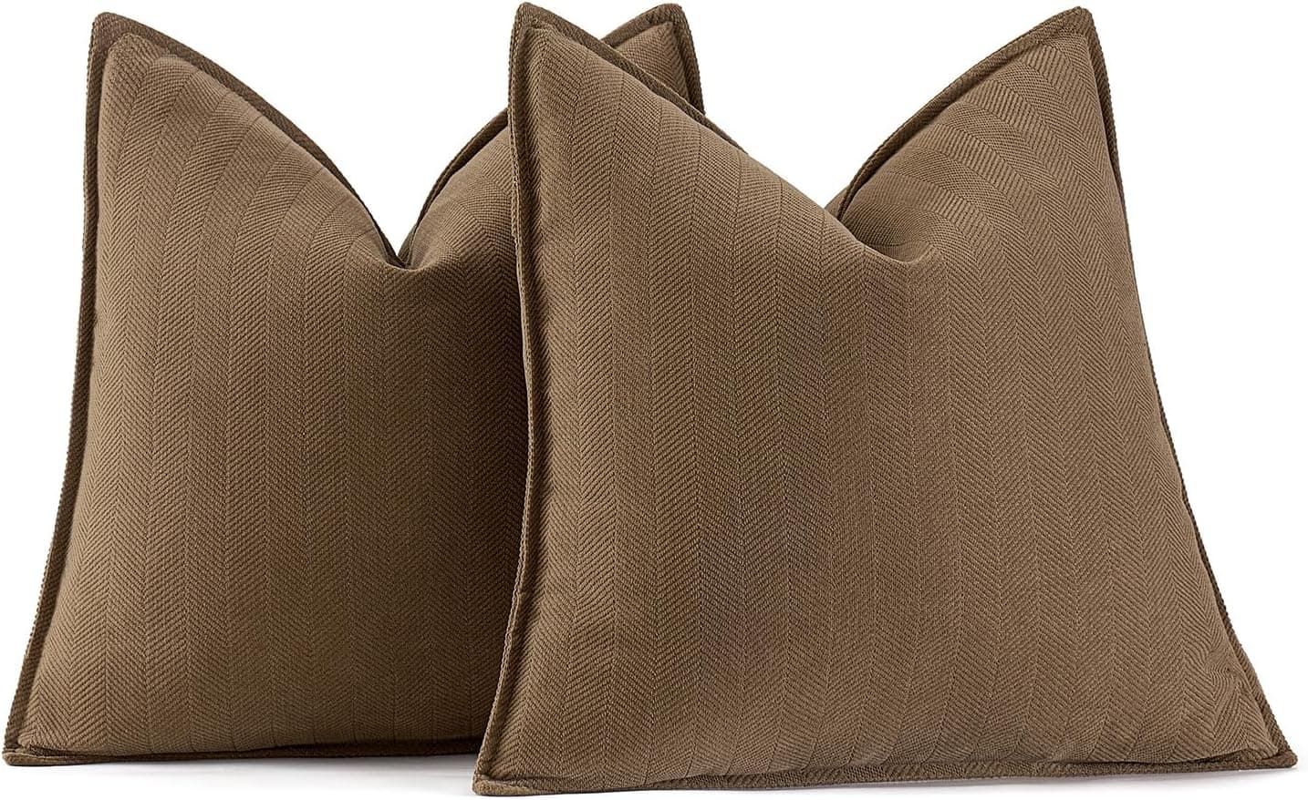 MIULEE Pack of 2 Dark Brwon Decorative Pillow Covers 20x20 Inch Soft Chenille Luxurious Couch Throw Pillows Farmhouse Cushion Covers with Elegant Design for Sofa Bedroom Living Room Home Decor